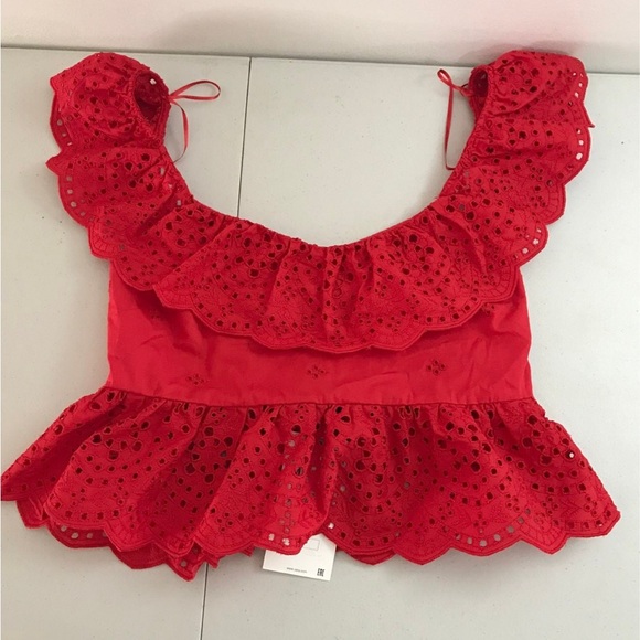 Red Ruffled Women's Top - Picture 3 of 7